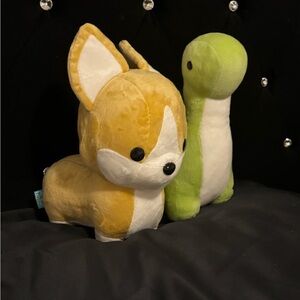 Lot Of 2 Bellzi Fox & Dinosaur Plush Bundle Kawaii Stuffed Animals Medium